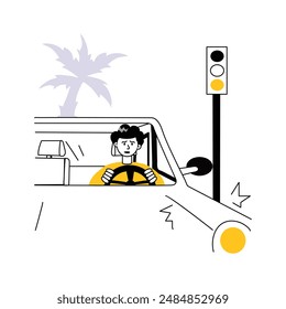 A man driving a car in summer season, concept illustration of drive carefully