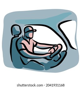 Ilustración del vector del vehículo de conducción masculina