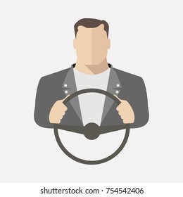 A man is driving a car. Vector illustration.
