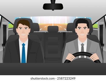 Man Driving a Car without Wearing Seat belt. Man Breaking Traffic Rules. Safety First and Drive Safety Concept. 