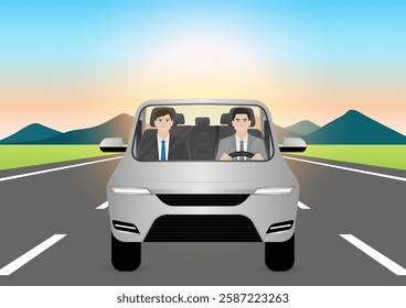 Man Driving a Car without Wearing Seat belt. Man Breaking Traffic Rules. Safety First and Drive Safety Concept. 