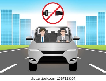 Man Driving a Car without Wearing Seat belt. Man Breaking Traffic Rules. Safety First and Drive Safety Concept. 