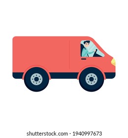 man driving a delivery van