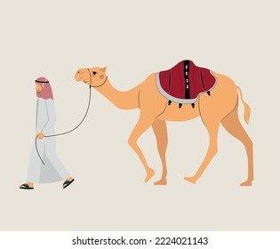 A Man Driving The Desert Ship - Camel - Badia - Kingdom Of Saudi Arabia