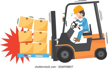 A Man Driving A Forklift And Causing An Accident