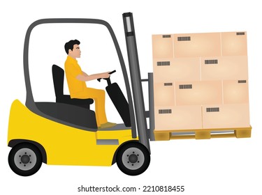 Man Driving Forklift Vector Illustration Stock Vector (Royalty Free ...