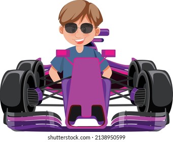 A man driving formula one racing car illustration