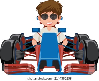 A man driving formula one racing car illustration