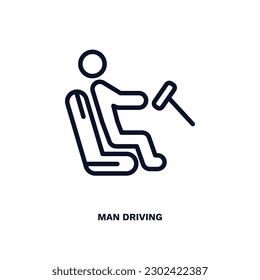 man driving icon. Thin line man driving icon from behavior and action collection. Outline vector isolated on white background. Editable man driving symbol can be used web and mobile