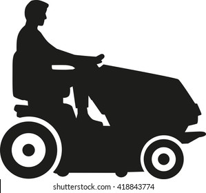 Man driving lawn mower