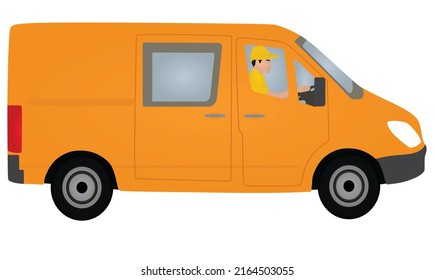 Man driving mini van. vector