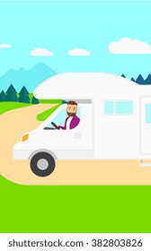 Man driving motor home.