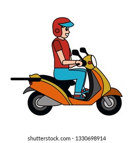 man driving motorcycle cartoon