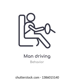 man driving outline icon. isolated line vector illustration from behavior collection. editable thin stroke man driving icon on white background