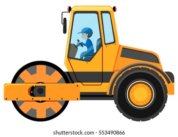 Man driving road roller illustration