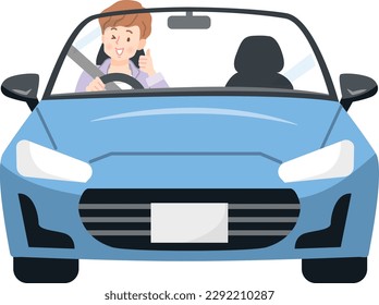 Man driving in sports car vector illustration