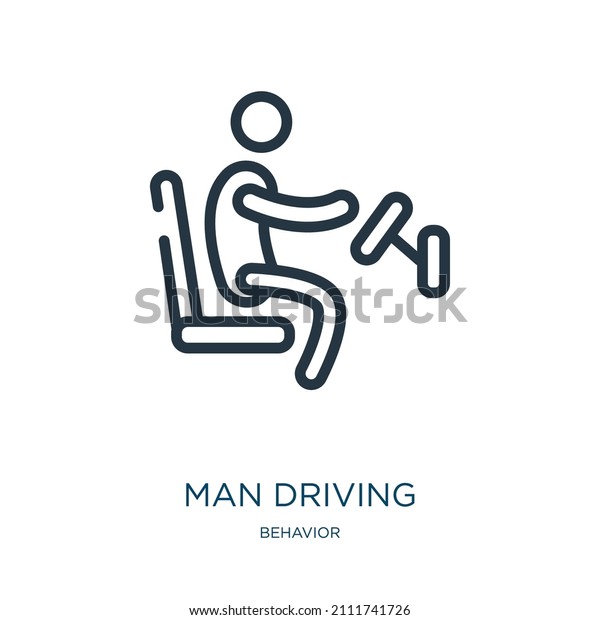 man driving thin line icon. man,\
drive linear icons from behavior concept isolated outline sign.\
Vector illustration symbol element for web design and\
apps.