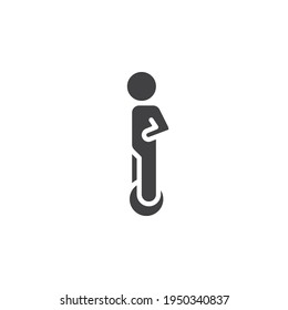 Man driving unicycle vector icon. filled flat sign for mobile concept and web design. Electric unicycle glyph icon. Symbol, logo illustration. Vector graphics
