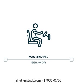 icono de la línea de vector de conducción de man. Ilustración de elemento simple. icono de esquema de comportamiento de conducción de hombre desde el concepto. Se puede usar para web y móvil
