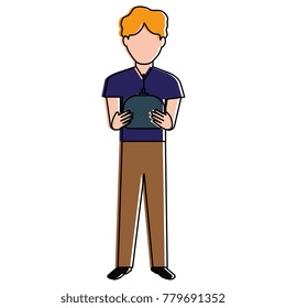 man with drone remote control