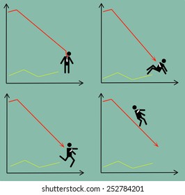 man and drop graph when business fail