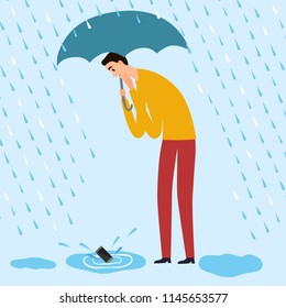 Man Drop His Mobile Phone Into Stock Vector (royalty Free) 1145653577 