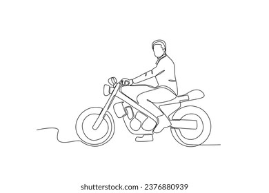 A man drove leisurely. Bikers one-line drawing