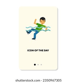 Man drowning in pool or sea flat icon. Vertical sign or vector illustration of person getting hurt or in dangerous situation. Injury, accident, health concept for web design and apps