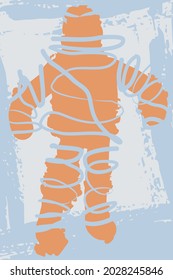 Un hombre ahogándose en la rutina. Ilustración vectorial. abstracción moderna minimalista. Sociedad y socialización. Imagen para la decoración de paredes y la impresión.