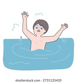 Hombre ahogándose mientras nadaba en el mar