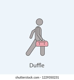man with duffle 2 colored line icon. Simple colored element illustration. Outline symbol design from man with bag set