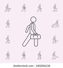 man with duffle illustration icon. Male Bag and luggage icons universal set for web and mobile