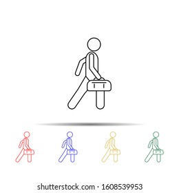 man with duffle multi color style icon. Simple thin line, outline vector of vmle bag and luggage icons for ui and ux, website or mobile application