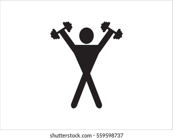 man, dumbbell, icon, vector illustration eps10