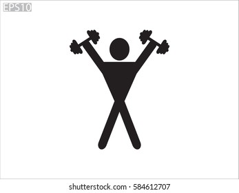 man, dumbbell, icon, vector illustration eps10