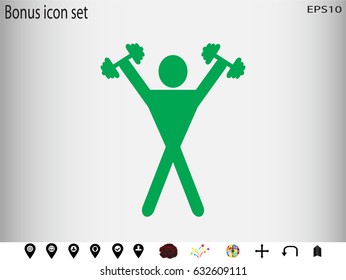 man, dumbbell, icon, vector illustration eps10