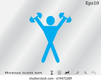 man, dumbbell, icon, vector illustration eps10