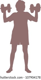 Man dumbbell weight lifting exercise logo icon clean vector illustration practice fitness