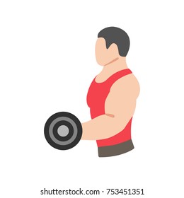 The man with dumbbells. Exercise bicep workout