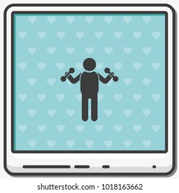 Man with dumbbells flat vector icon.