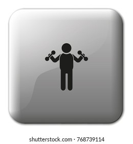 Man with dumbbells flat vector icon.