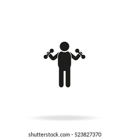 Man with dumbbells icon.