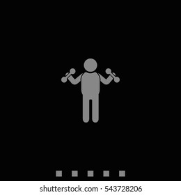 Man with dumbbells icon.