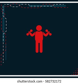 Man with dumbbells icon.
