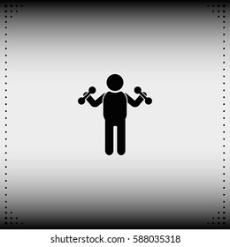 Man with dumbbells icon.