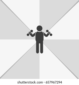 Man with dumbbells icon.
