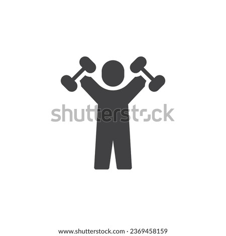 Man with dumbbells vector icon. filled flat sign for mobile concept and web design. Sports and fitness glyph icon. CrossFit sports symbol, logo illustration. Vector graphics