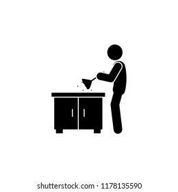 man dusting icon. Element of man cleaning icon for mobile concept and web apps. Glyph man dusting icon can be used for web and mobile