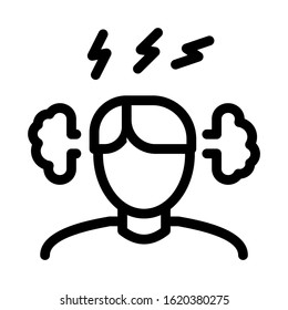 Man Ear Steam Icon Vector. Outline Man Ear Steam Sign. Isolated Contour Symbol Illustration