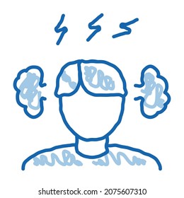 Man Ear Steam sketch icon vector. Hand drawn blue doodle line art Man Ear Steam isometric sign. isolated symbol illustration